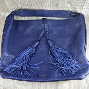 Rebecca Minkoff Isobel Leather Hobo Purple Purse Handbag Tassel